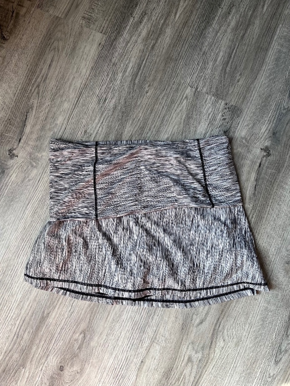 prAna Venus Skort Skirt Lined Fold Over Space Dye Black Zip Pocket L Run golf
